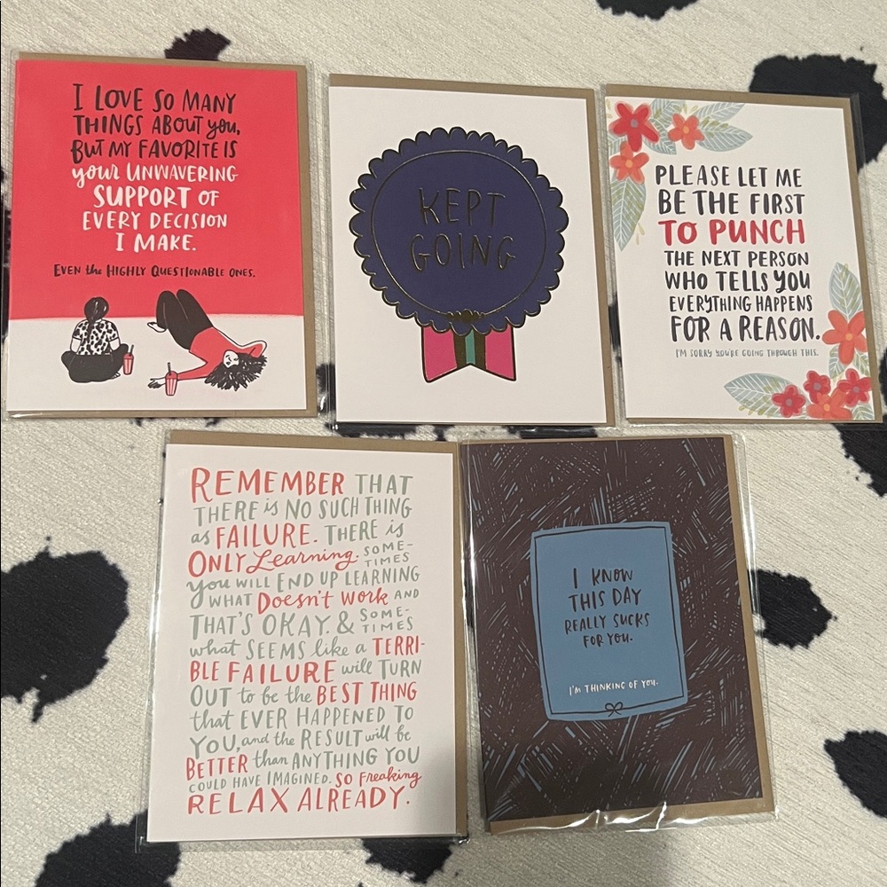 set of 5 Emily McDowell greeting cards